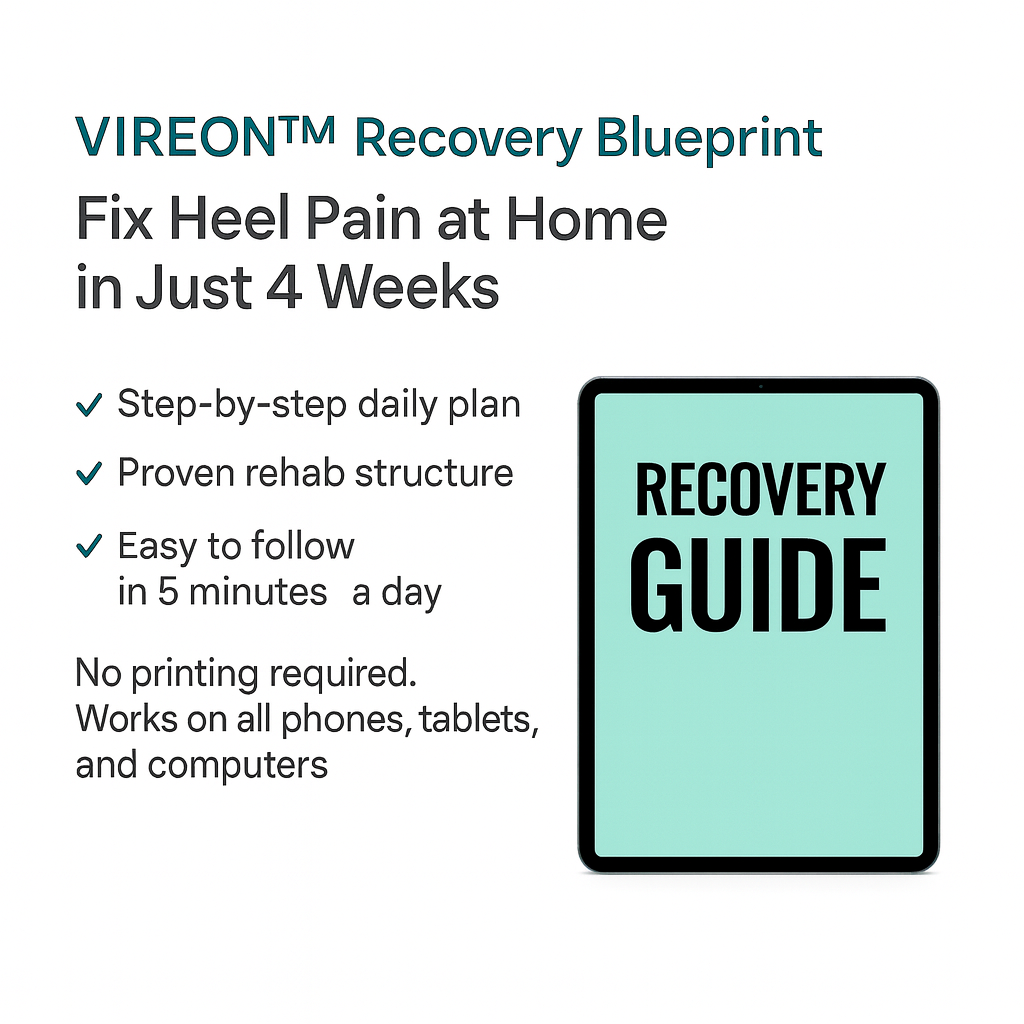 VIREON Recovery Blueprint advertisement with a tablet icon and text on a white background