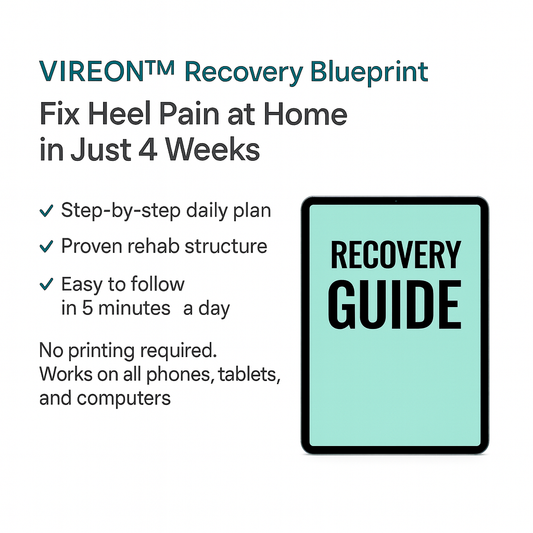 VIREON Recovery Blueprint advertisement with a tablet icon and text on a white background